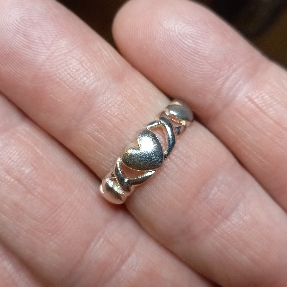 925 Sterling Silver Vintage XO Band Ring Size 7.5